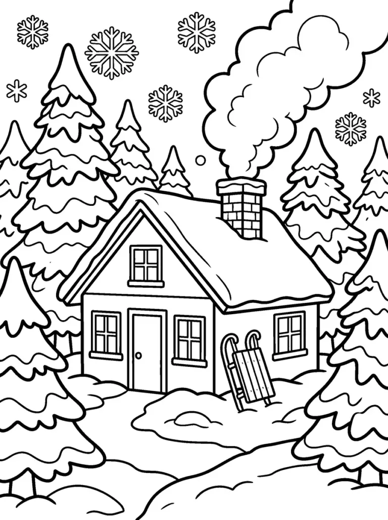 Cozy Winter Coloring Pages for Adults (8 Free Printable PDFs)